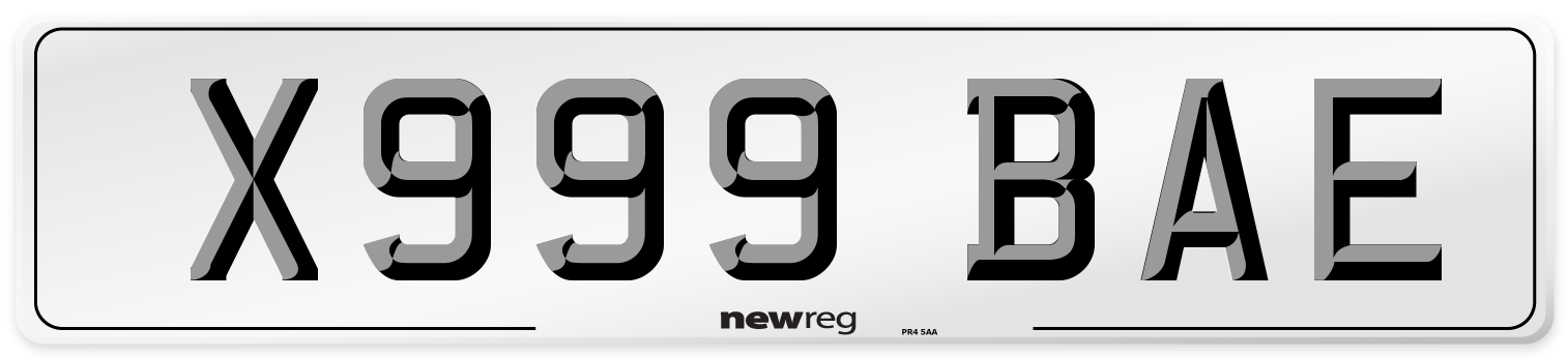 X999 BAE Number Plate from New Reg